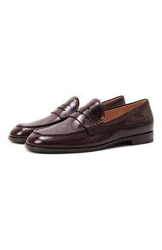 Женские кожаные пенни-лоферы GIANVITO ROSSI бордового цвета, арт. G25346.51CU0.NUIB0UR | Фото 1 (Каблук высота: Низкий; Материал внутренний: Натуральная кожа; Подошва: Плоская; Материал внешний: Натуральная кожа)
