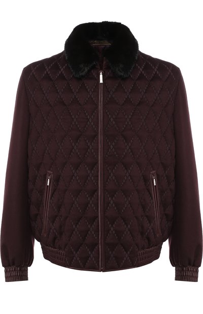 Мужской кашемировый бомбер с воротником из меха норки ZILLI, арт. MAQ-EVANS-03001/2005