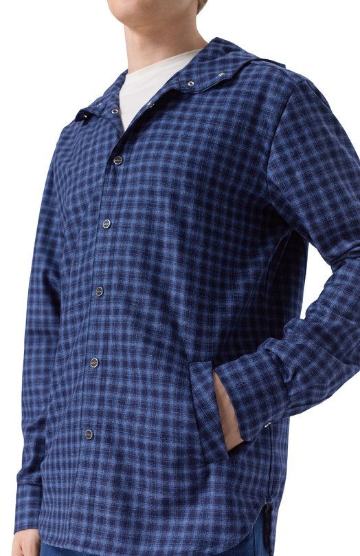 Рубашка из шерсти и кашемира Kiton UMCMARK0167G39 Синий  UMCMARK0167G39 Фото 5