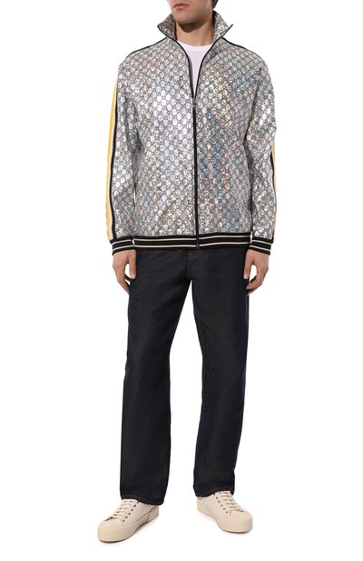 Бомбер GUCCI серебряного цвета по цене 230400 руб., арт. 546898 XJADL, фото 2 Бомбер GUCCI, арт. 546898 XJADL, фото 2