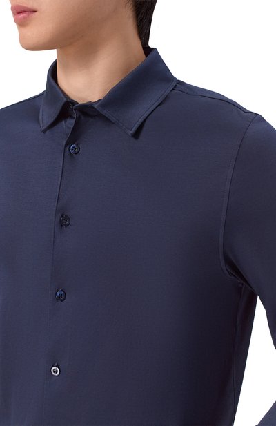 Хлопковая рубашка BOGNER темно-синего цвета по цене 23600 руб., арт. 58271274, фото 5 Хлопковая рубашка BOGNER, арт. 58271274, фото 5