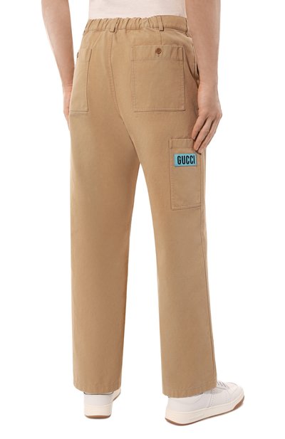 Хлопковые брюки GUCCI бежевого цвета по цене 112320 руб., арт. 669182 ZAHPV, фото 4 Хлопковые брюки GUCCI, арт. 669182 ZAHPV, фото 4