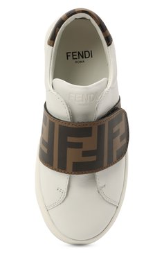 Мужского кожаные кеды FENDI белого цвета, арт. JMR325/A7N4/24-31 | Фото 4 (Мальчики Кросс-КТ: Обувь-низкие; Региональные ограничения белый список (Axapta Mercury): Не проставлено, RU; Нос: Не проставлено; Кросс-КТ: велькро; Мальчики-школьная форма: Спортивная обувь)