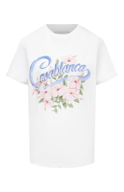 Женская хлопковая футболка CASABLANCA, арт. WS21-TS-002 WHITE - HIBISCUS