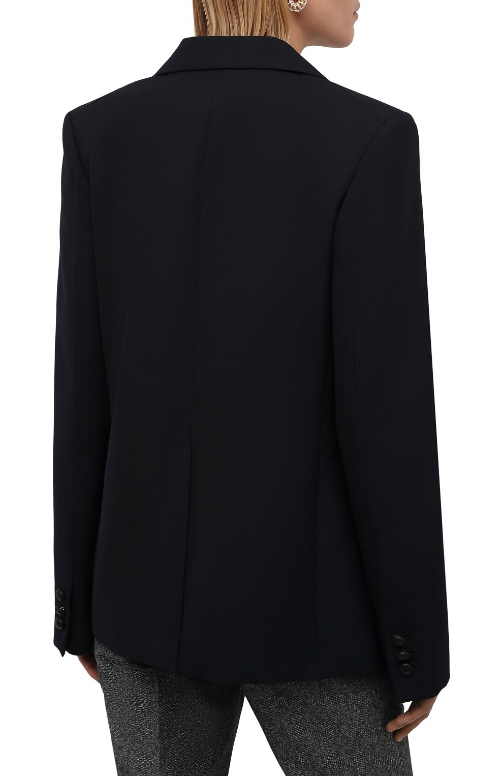Шерстяной жакет VICTORIA BECKHAM темно-синего цвета по цене 129500 руб., арт. 1521WJK002856C, фото 4 Шерстяной жакет VICTORIA BECKHAM, арт. 1521WJK002856C, фото 4