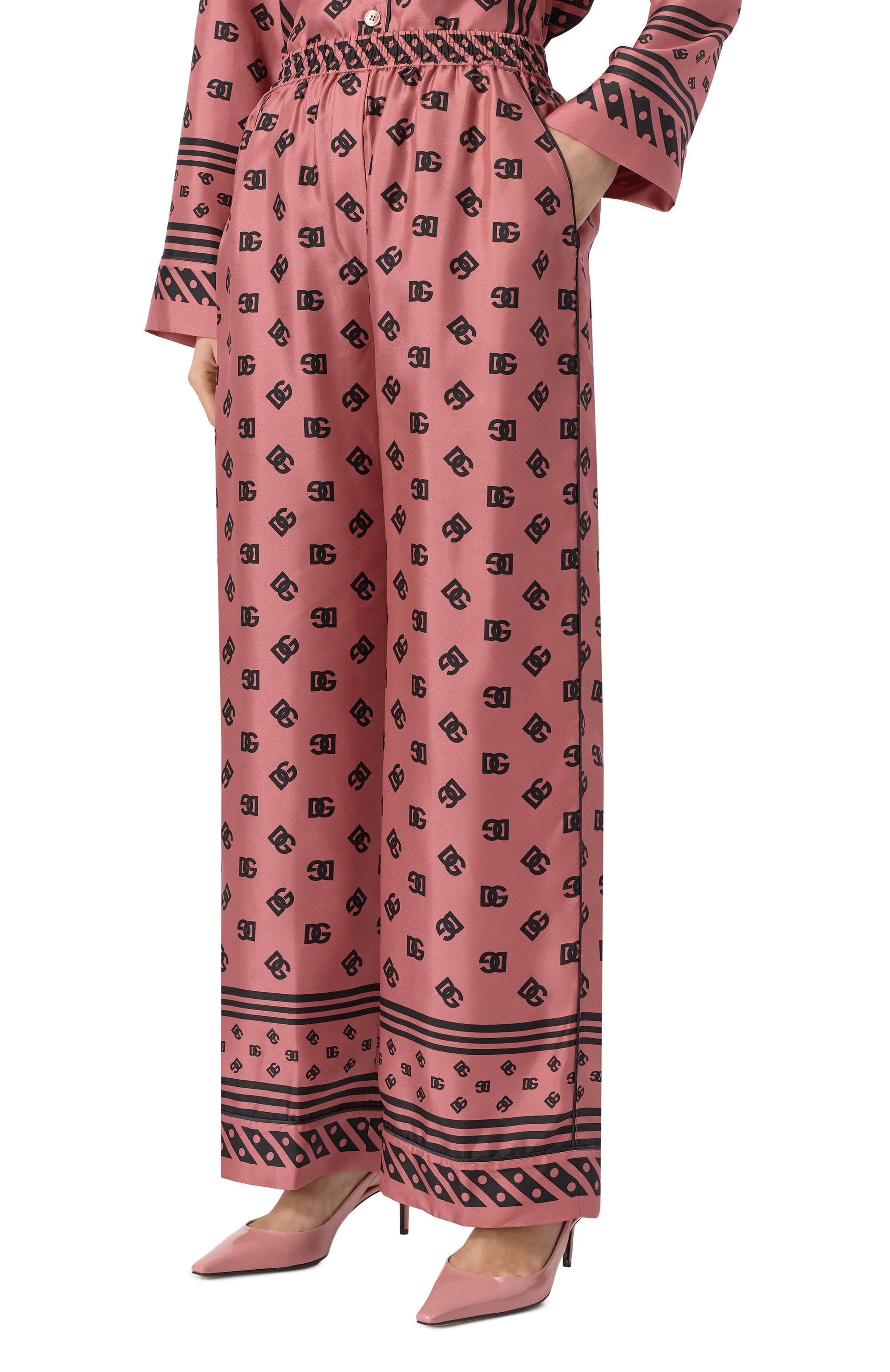 Шелковые брюки DOLCE & GABBANA розового цвета по цене 154000 руб., арт. FTAMPT/GDCVJ, фото 3 Шелковые брюки DOLCE & GABBANA, арт. FTAMPT/GDCVJ, фото 3