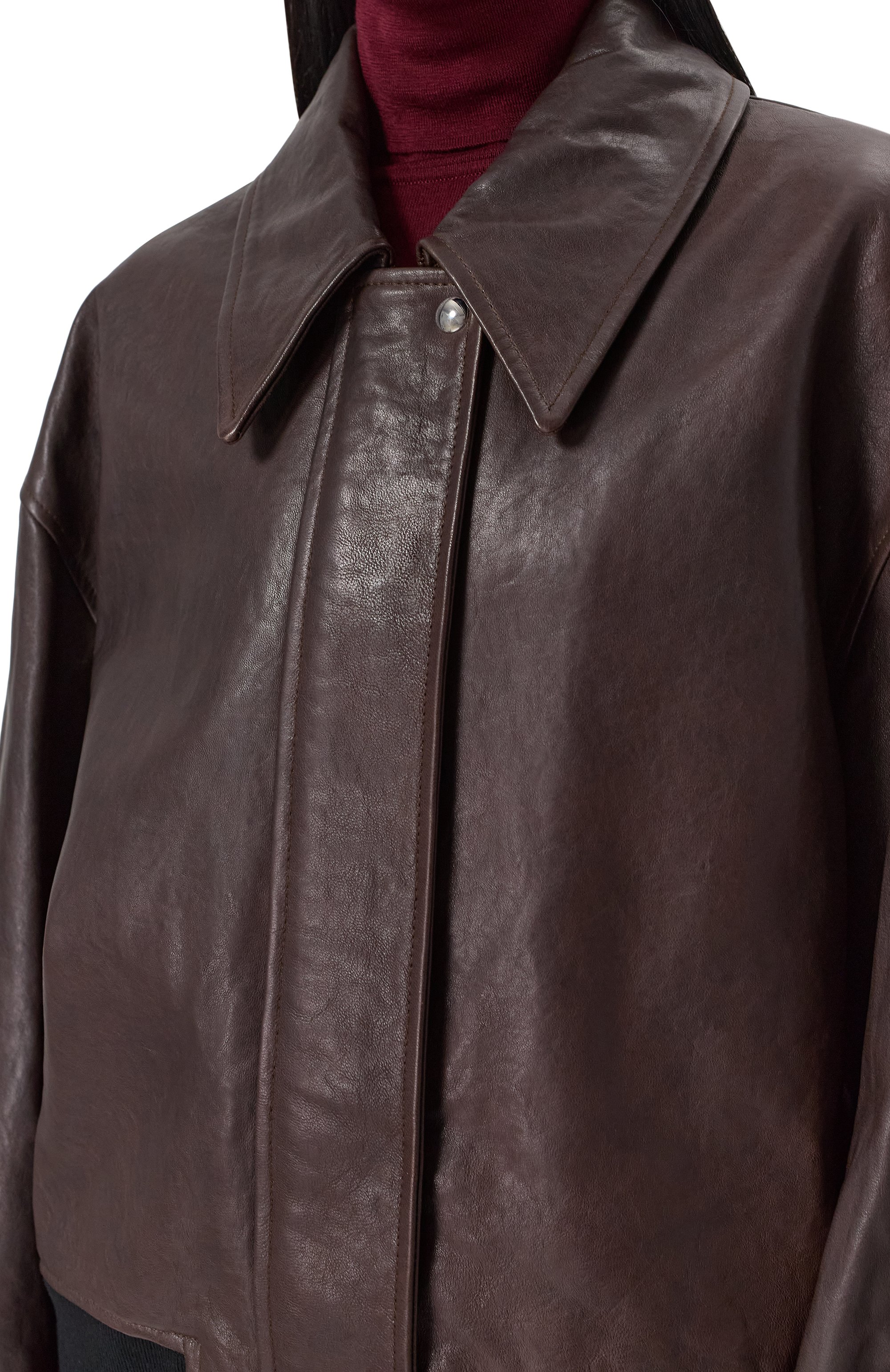 Кожаный бомбер KHAITE коричневого цвета по цене 593000 руб., арт. 6166729/L792, фото 5 Кожаный бомбер KHAITE, арт. 6166729/L792, фото 5