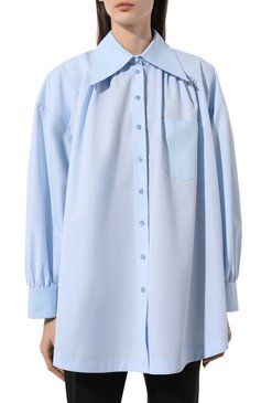 Женская хлопковая рубашка DICE KAYEK голубого цвета, арт. R24C623 | Фото 3 (Рукава: Длинные; Принт: Без принта; Женское Кросс-КТ: Рубашка-одежда; Длина (для топов): Удлиненные; Материал сплава: Проставлено; Материал внешний: Хлопок; Драгоценные камни: Проставлено; �Стили: Кэжуэл)