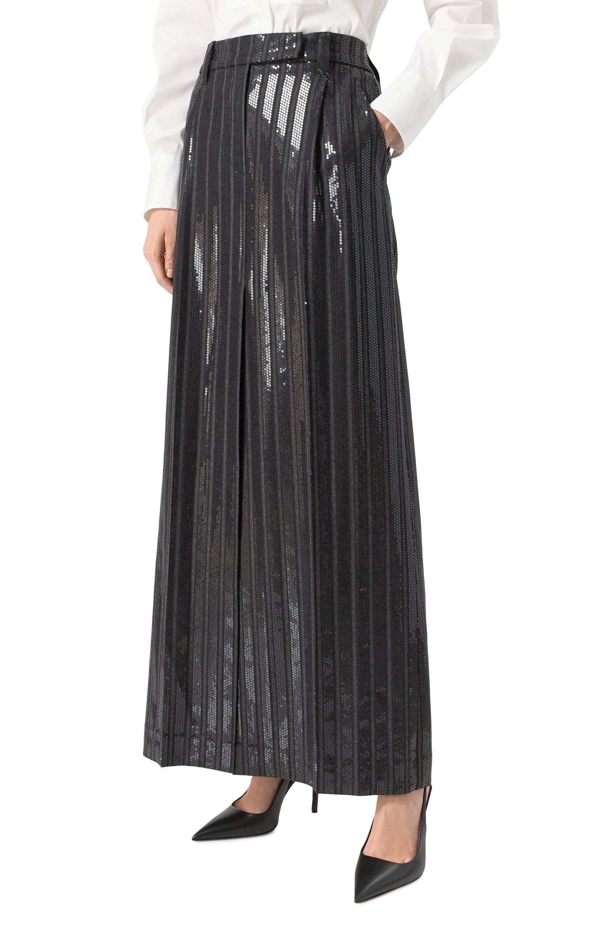 Шерстяная юбка с отделкой пайетками BRUNELLO CUCINELLI, арт. MB009G3698, фото 3