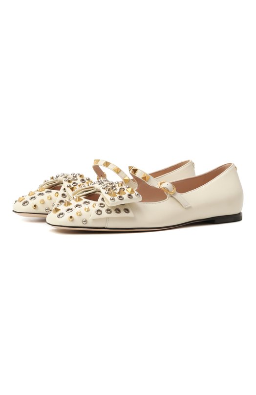 Кожаные балетки Bowow Valentino 7W2S0MX7/ETL Кремовый 7W2S0MX7/ETL