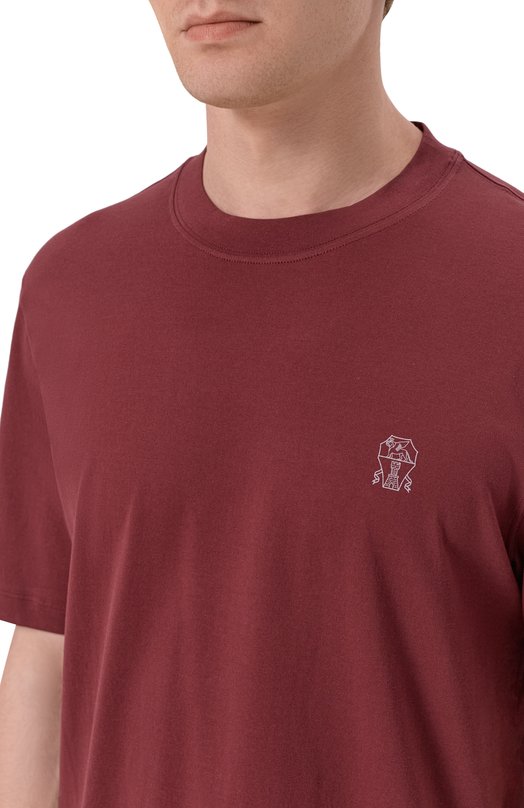 Хлопковая футболка Brunello Cucinelli M0B138440 Бордовый  M0B138440 Фото 5
