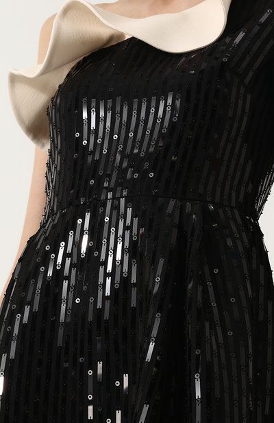 Притале нное платье с декорированной отделкой и оборкой VALENTINO, арт. QB2VD7Q51CF, фото 5