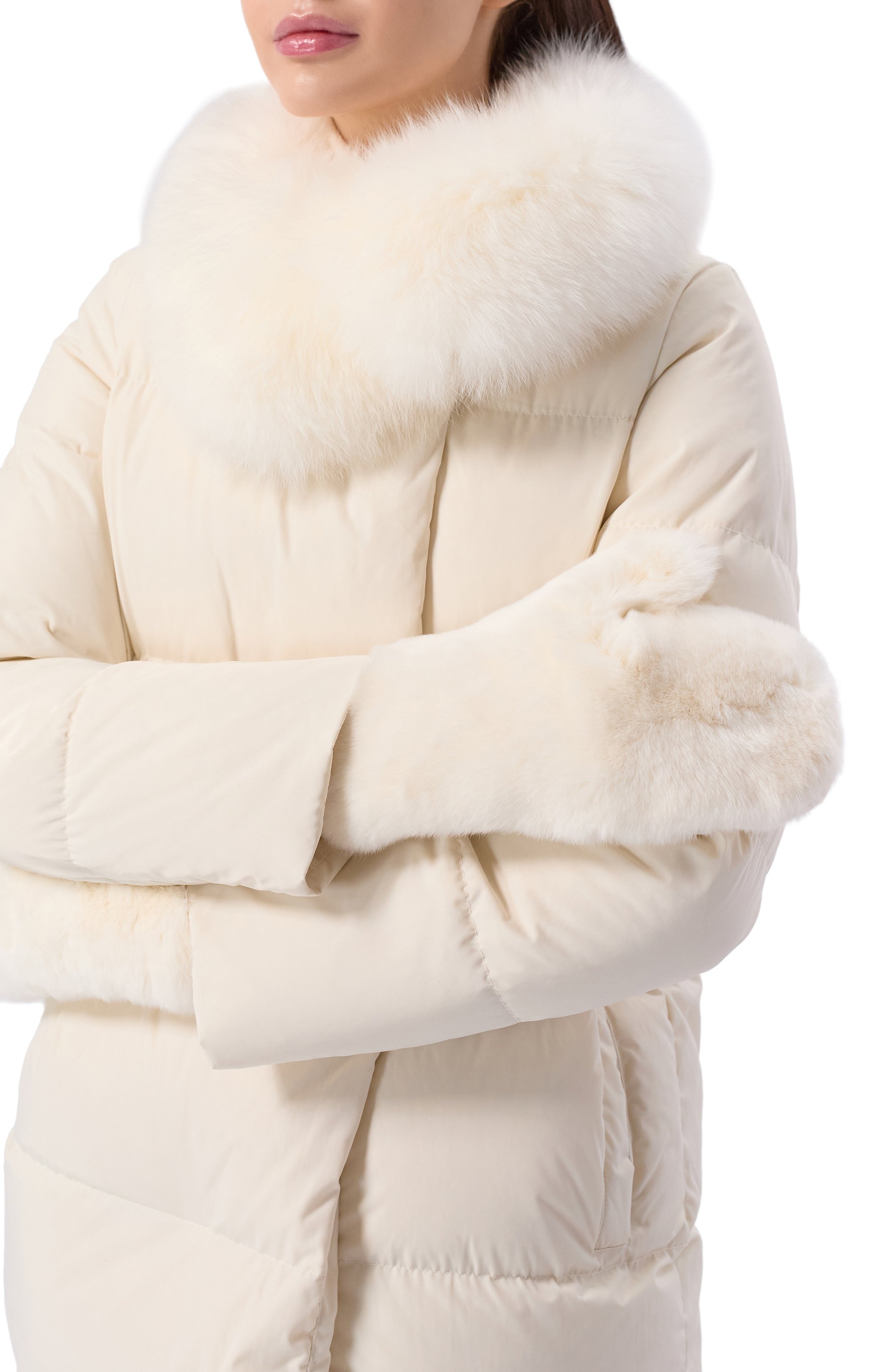 Шерстяные варежки с мехом кролика YVES SALOMON, арт. 26WAA511XXMACL, фото 2