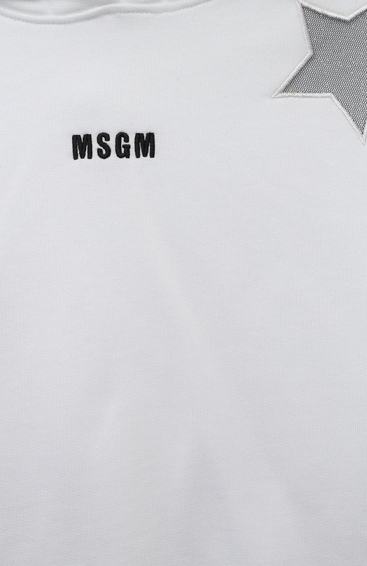 Хлопковое худи MSGM kids Белый, фото 3
