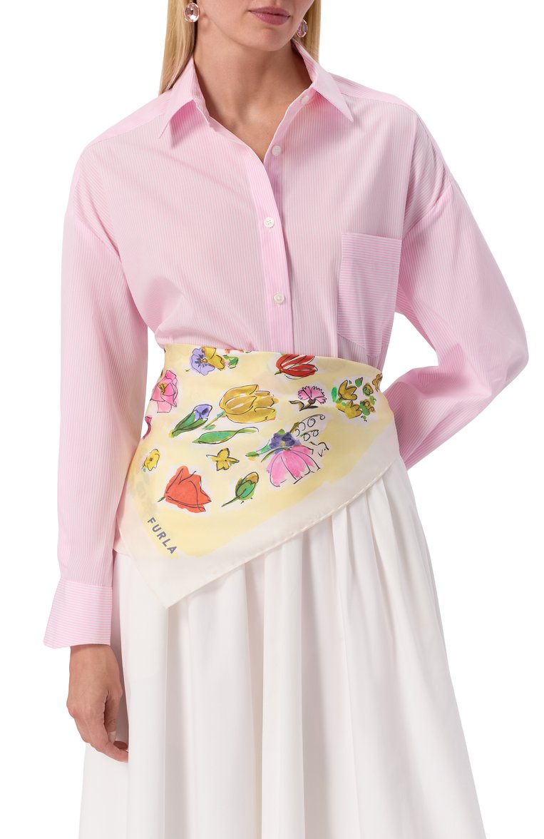 Женский шелковый платок FURLA  цвета, арт. WT00021/BX3853 | Фото 2 (Материал: Текстиль, Шелк; Нос: Не проставлено; Автоматизация состава: Проставлено; Принт: С принтом)