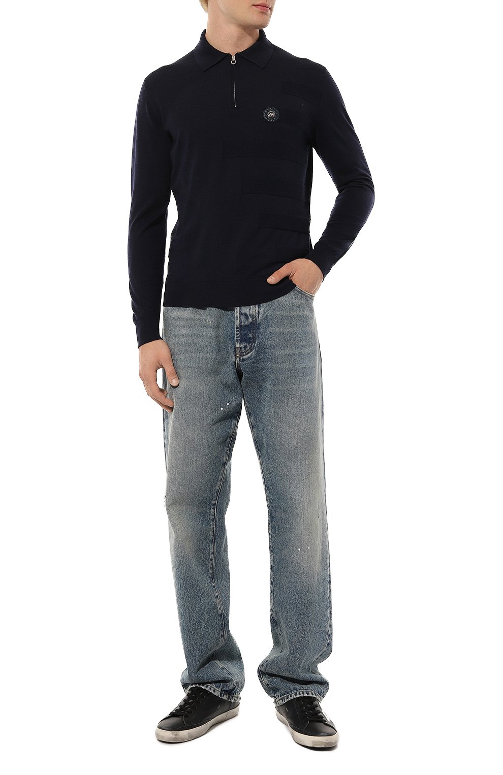 Шерстяное поло с отделкой из кожи аллигатора STEFANO RICCI, арт. KE06000AZ1/E23301/ALMIS, фото 2