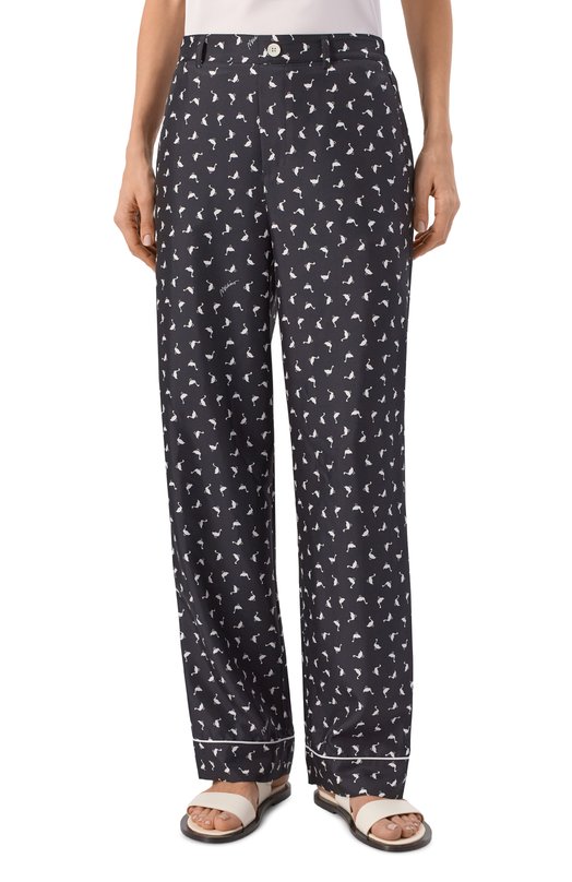 Шелковые брюки Moschino A0341/0562 Чёрно-белый  A0341/0562 Фото 3