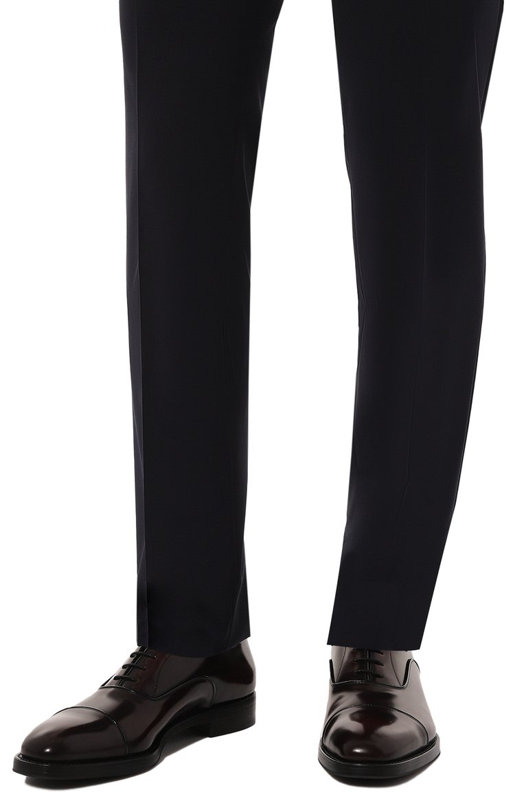 Мужские кожаные оксфорды PRADA темно-коричневого цвета, арт. 2EA130-055-F0397-X000 | Фото 3 (Материал сплава: Проставлено; Стили: Классический; Нос: Не проставлено; Материал внешний: Натуральная кожа)