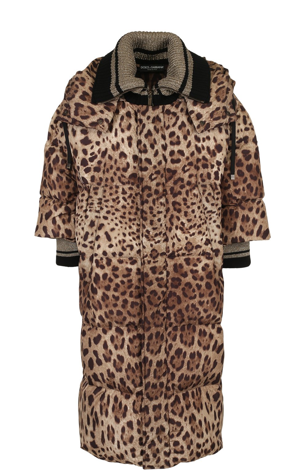 Удлиненный стеганый пуховик с леопардовым принтом DOLCE & GABBANA, арт. 0102/F9A42T/FSM7M, фото 1