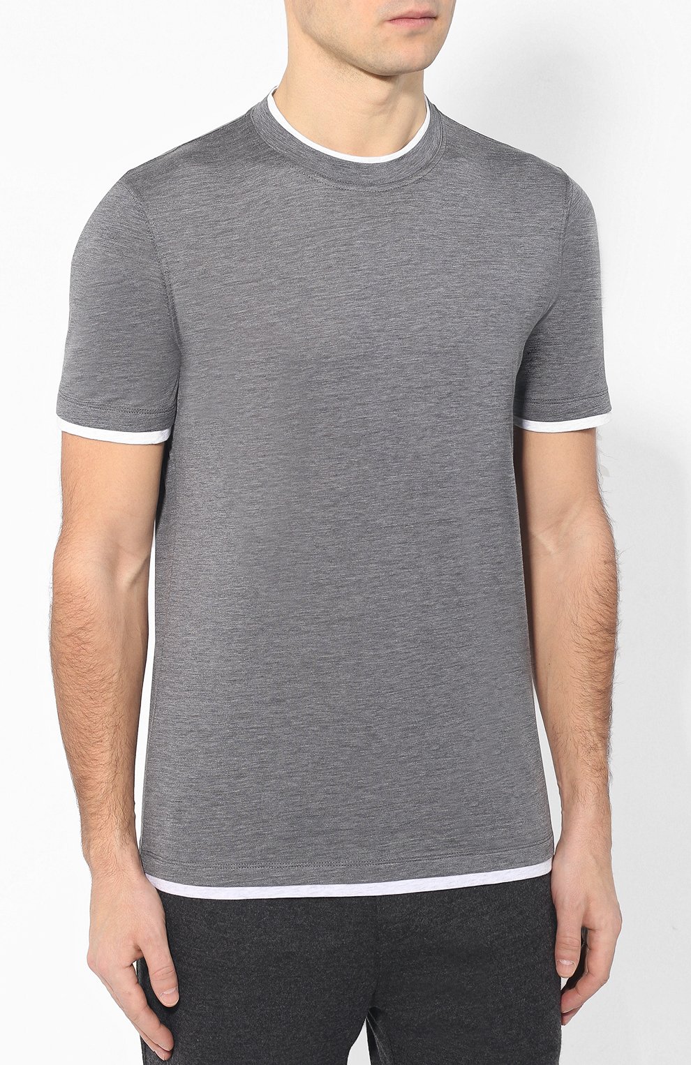 Футболка из шелка и хлопка BRUNELLO CUCINELLI, арт. MTS467427, фото 3