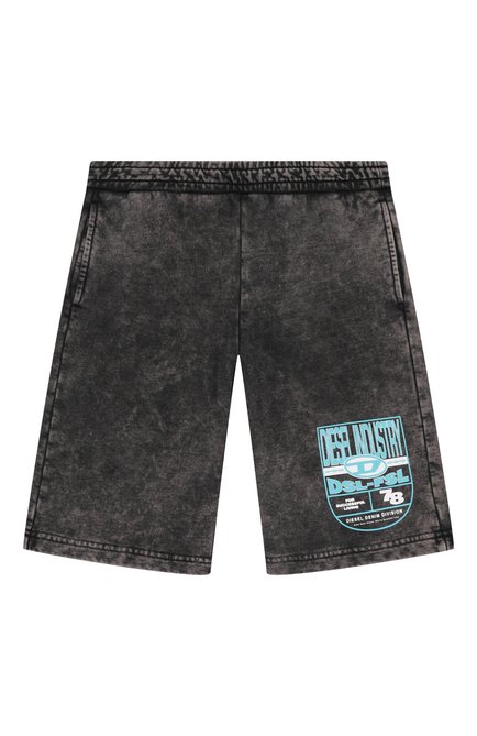 Детские хлопковые шорты DIESEL темно-серого цвета, арт. J02241/KYAYK | Фото 1 (Нос: Не проставлено; Материал сплава: Проставлено; Материал внешний: Хлопок)