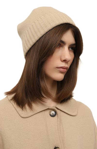 Кашемировая шапка ALLUDE бежевого цвета по цене 11600 руб., арт. 235/11245, фото 2 Кашемировая шапка ALLUDE, арт. 235/11245, фото 2