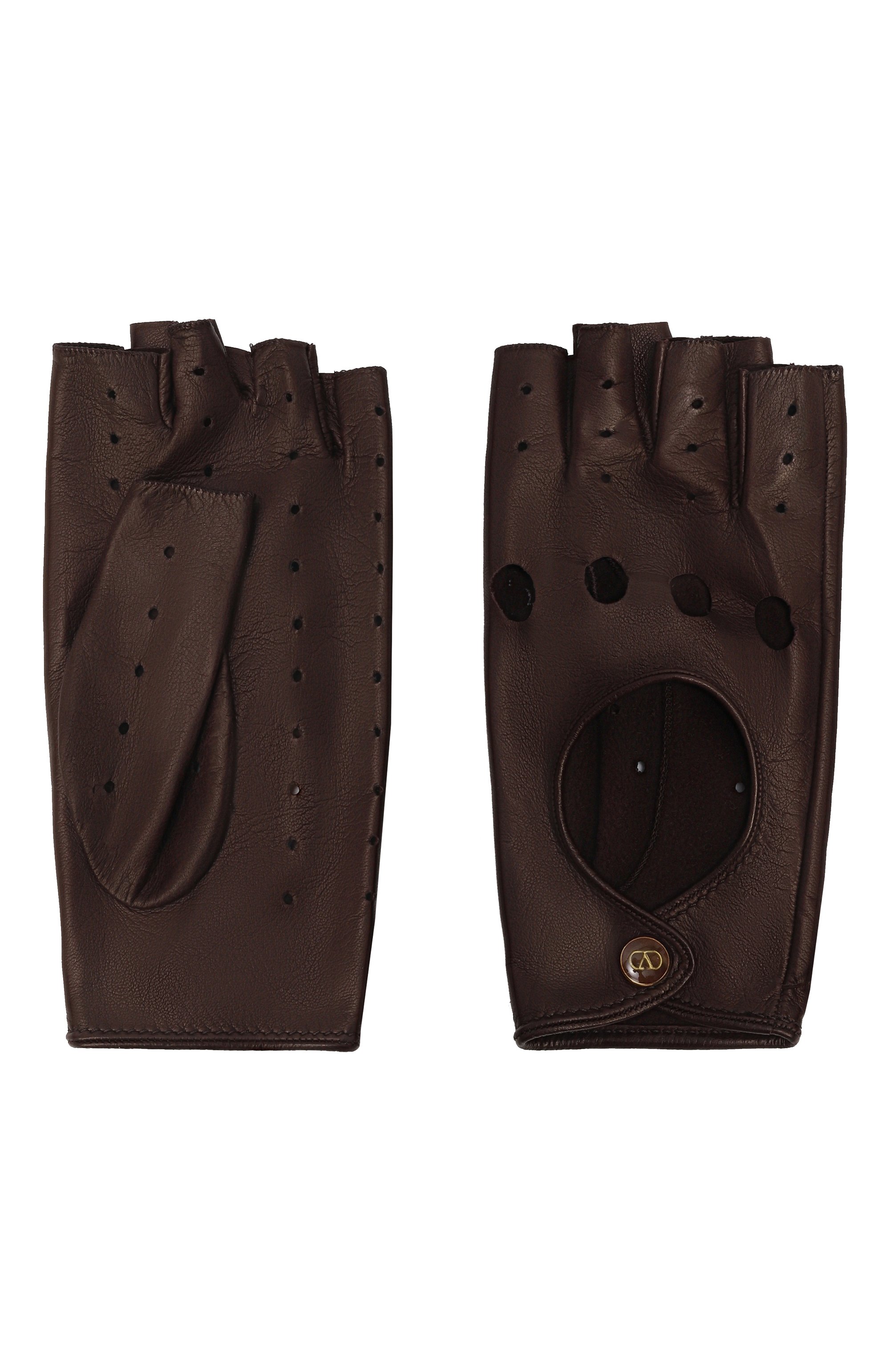 Кожаные митенки VALENTINO темно-коричневого цвета по цене 77900 руб., арт. 6W2GD00B/UTV, фото 2 Кожаные митенки VALENTINO, арт. 6W2GD00B/UTV, фото 2