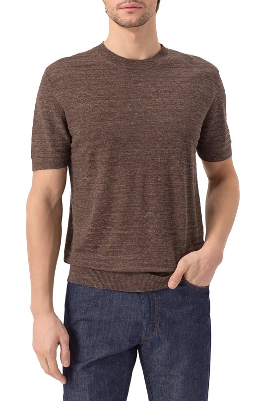 Джемпер изо льна и шелка Corneliani 25M565-2525114 Коричневый  25M565-2525114 Фото 3