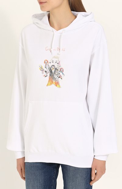 Хлопковая толстовка с капюшоном и принтом UNFORTUNATE PORTRAIT, арт. GUY AND D0LLS/H00DIE, фото 3