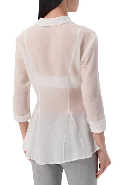 Шелковая блузка GOOROO белого цвета по цене 74520 руб., арт. BL026-2200-101-SS26, фото 4 Шелковая блузка GOOROO, арт. BL026-2200-101-SS26, фото 4