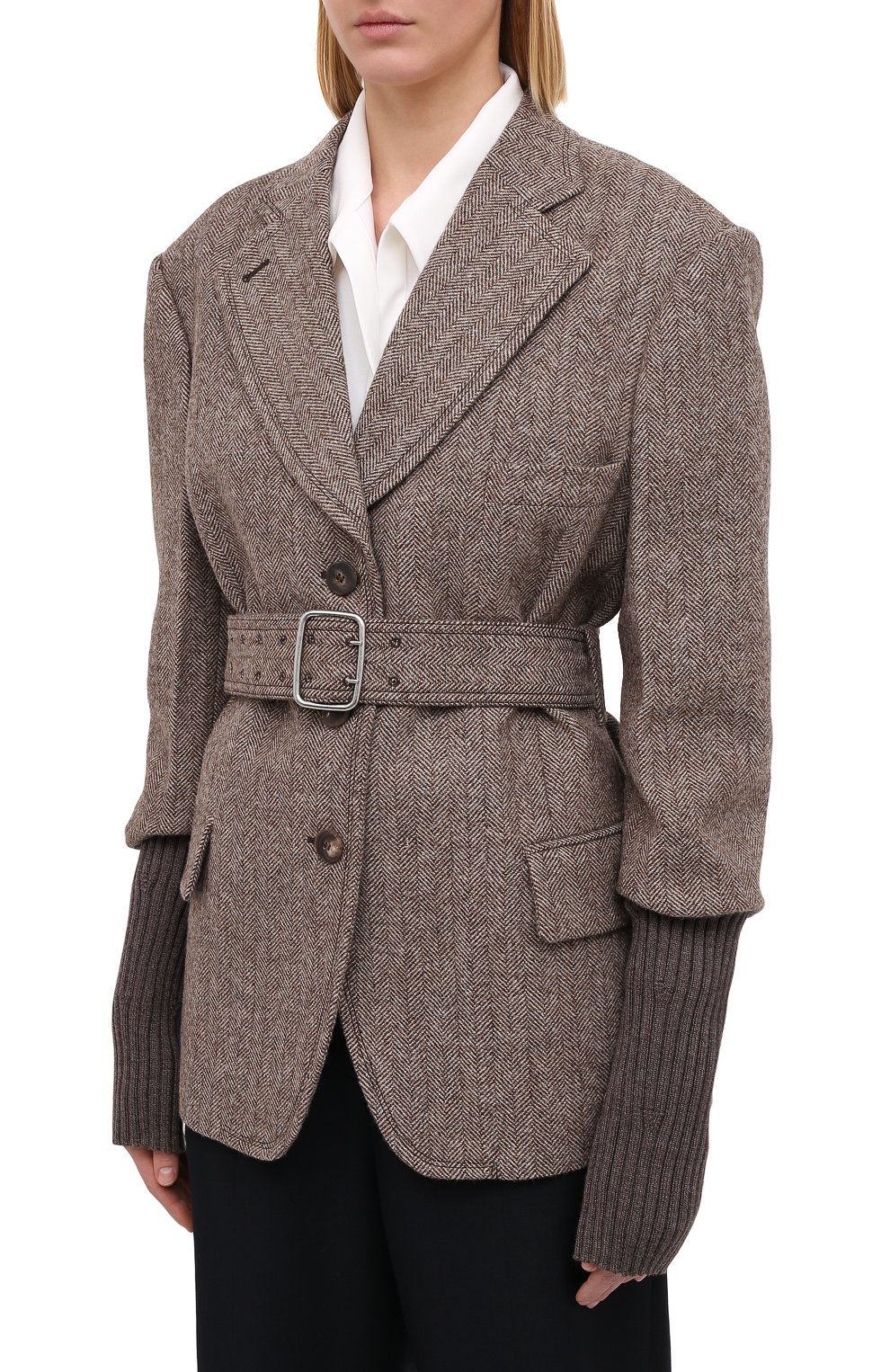 Шерстяной жакет CHLOÉ коричневого цвета по цене 286500 руб., арт. CHC20WVE23078, фото 3 Шерстяной жакет CHLOÉ, арт. CHC20WVE23078, фото 3