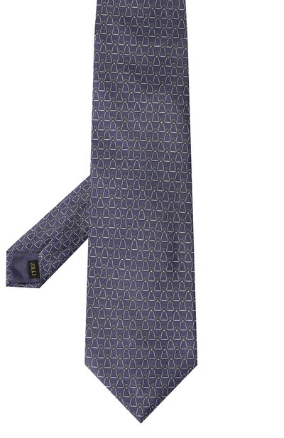 Шелковый галстук ZILLI темно-синего цвета по цене 28450 руб., арт. 55500, фото 3 Шелковый галстук ZILLI, арт. 55500, фото 3