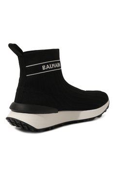 Детские текстильные кроссовки BALMAIN темно-синего цвета, арт. BU0P46 | Фото 3 (Материал внешний: Текстиль; Стили: Гранж; Материал сплава: Проставлено; Нос: Не проставлено)