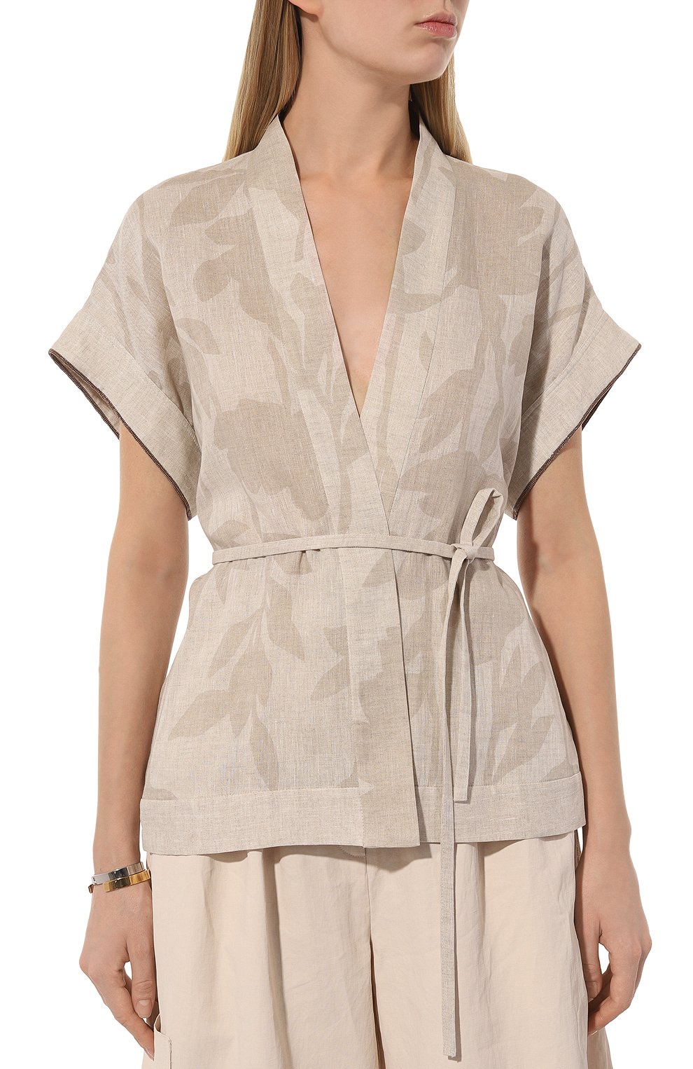 Льняной жакет-кимоно BRUNELLO CUCINELLI, арт. MB650B1344, фото 3