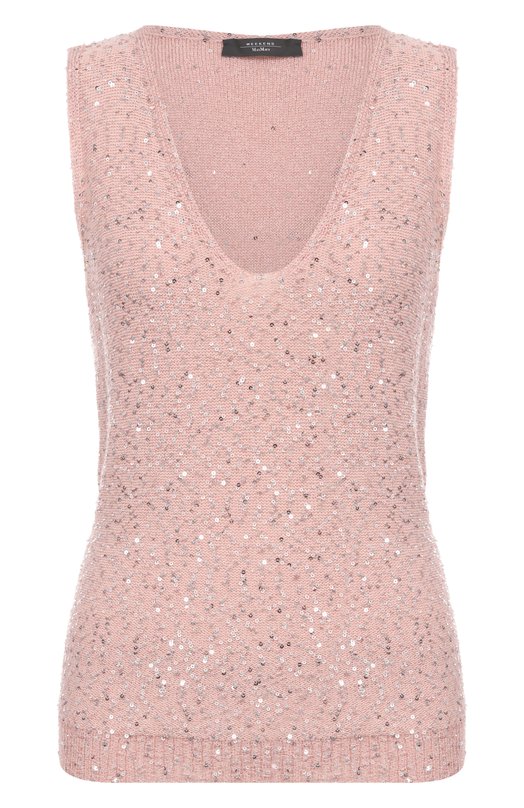 Топ с отделкой пайетками Weekend Max Mara ACAICI Розовый ACAICI