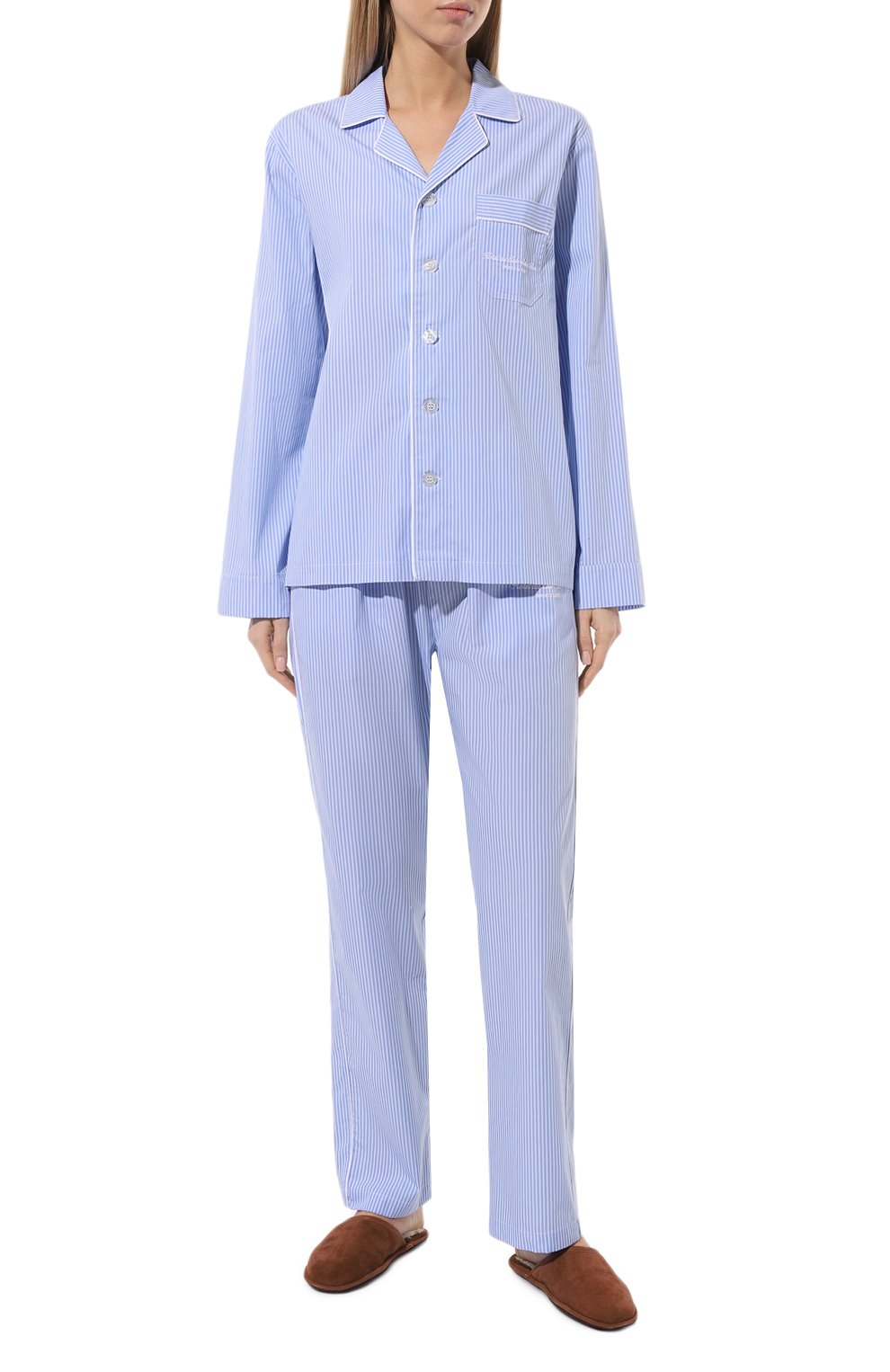 Хлопковая блузка SPORTY AND RICH голубого цвета по цене 19400 руб., арт. SI021501651ST03, фото 2 Хлопковая блузка SPORTY AND RICH, арт. SI021501651ST03, фото 2