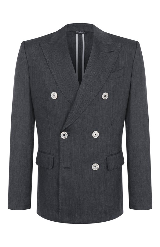 Льняной пиджак Dolce & Gabbana G2QS7T/FU4MF Серый G2QS7T/FU4MF