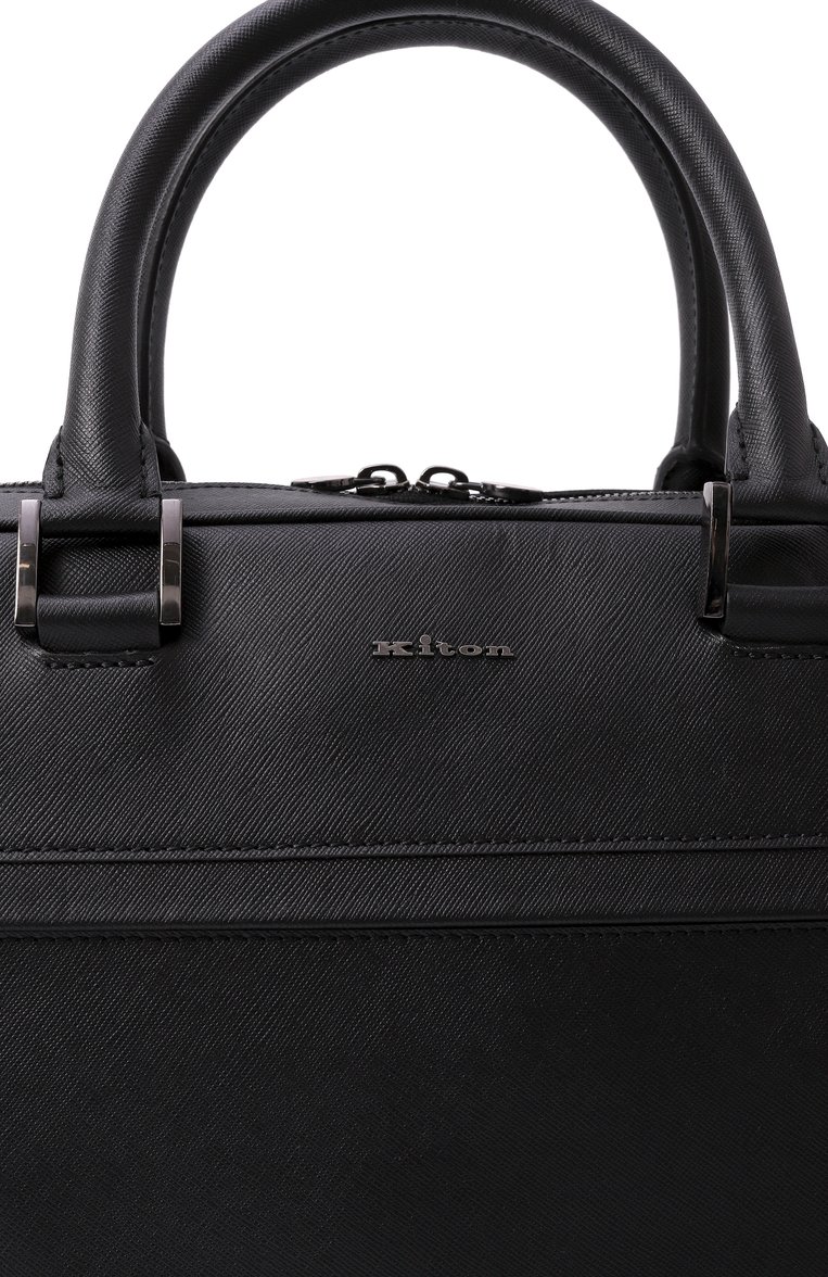 Мужская портфель KITON черного цвета, арт. UBA0007N0122808 | Фото 3 (Размер: large; Материал сплава: Проставлено; Драгоценные камни: Проставлено; Материал: Натуральная кожа; Ремень/цепочка: На ремешке; Сумки-технические: Портфели)