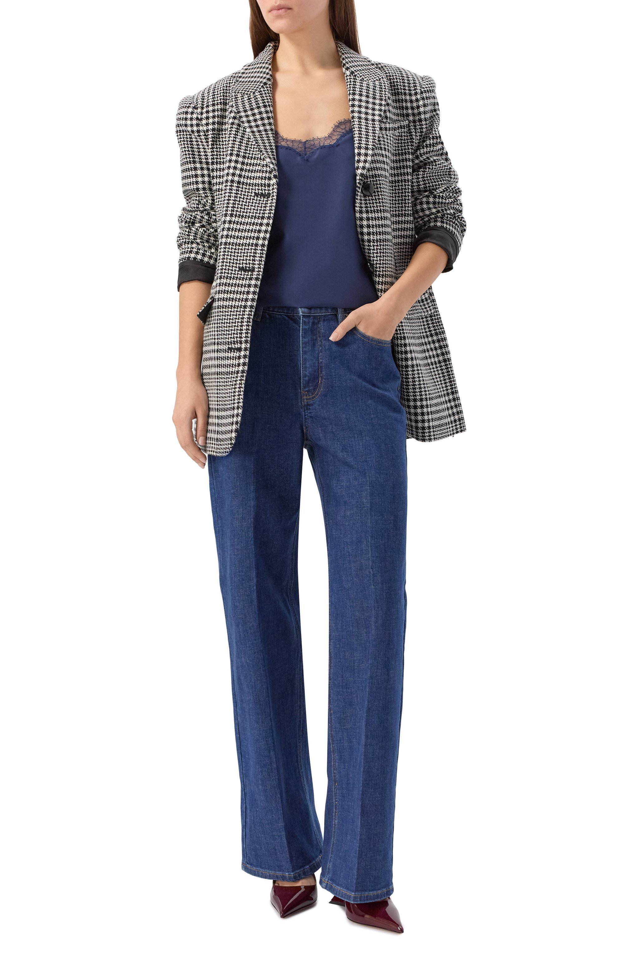 Джинсы SELF-PORTRAIT синего цвета по цене 42450 руб., арт. AW25-822P-BL, фото 2 Джинсы SELF-PORTRAIT, арт. AW25-822P-BL, фото 2