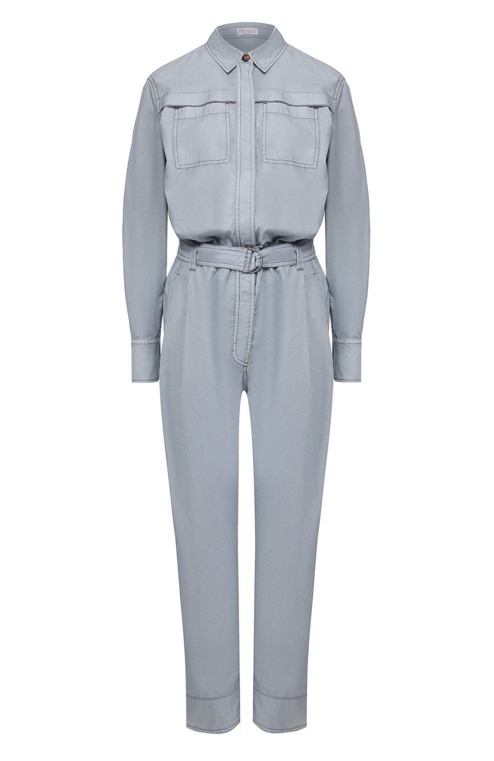 Хлопковый комбинезон BRUNELLO CUCINELLI голубого цвета по цене 394500 руб., арт. ML680FL399, фото 1 Хлопковый комбинезон BRUNELLO CUCINELLI, арт. ML680FL399, фото 1