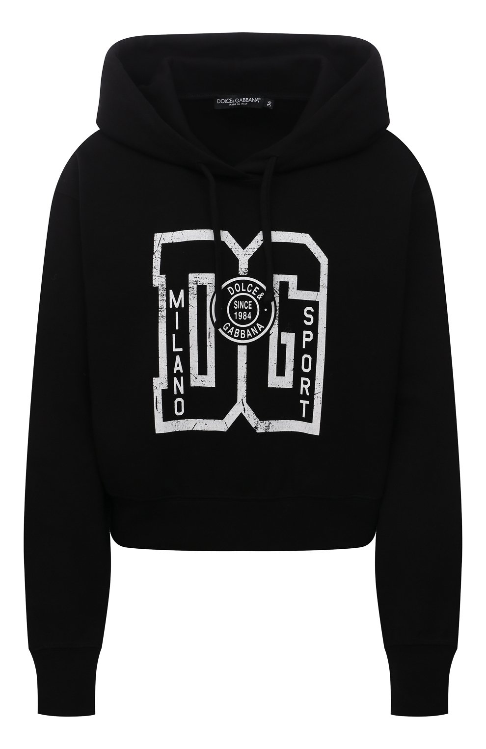 Хлопковое худи DOLCE & GABBANA черного цвета по цене 72150 руб., арт. F9K14T/G7BEQ, фото 1 Хлопковое худи DOLCE & GABBANA, арт. F9K14T/G7BEQ, фото 1