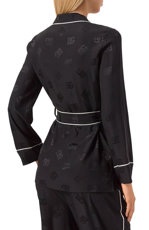 Шелковая блузка Dolce & Gabbana F5I89T/FJ1J0 Чёрный  F5I89T/FJ1J0 Фото 4