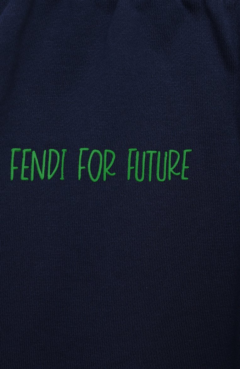 Детские хлопковые джоггеры FENDI синего цвета, арт. JUF086/5V0/4-6 | Фото 3 (Материал сплава: Проставлено; Материал внешний: Хлопок; Нос: Не проставлено; Девочки Кросс-КТ: Джоггеры-одежда)