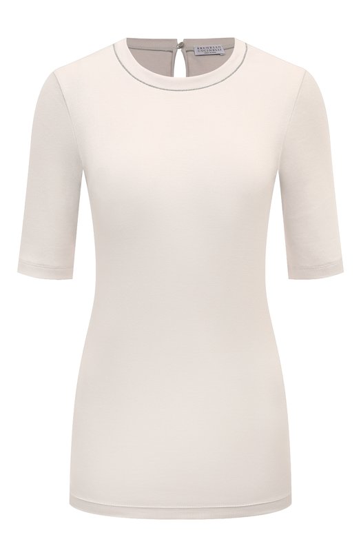 Хлопковый топ Brunello Cucinelli M0TC8BJ310 Кремовый M0TC8BJ310