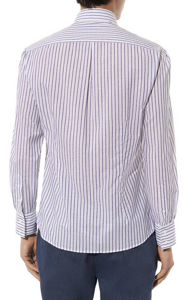 Рубашка из хлопка и льна BRUNELLO CUCINELLI, арт. MM6461716, фото 4