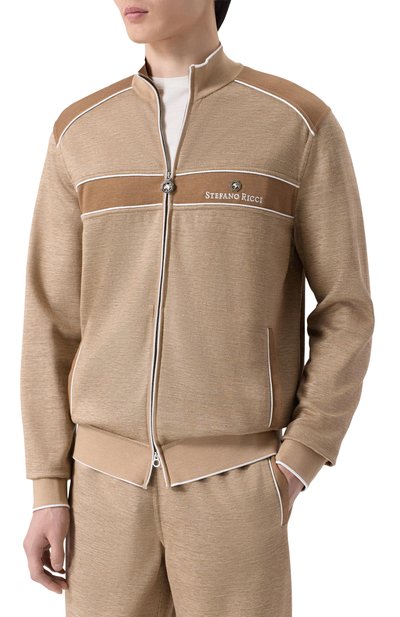 Толстовка из шелка и льна STEFANO RICCI бежевого цвета по цене 323500 руб., арт. K919052R31/T26103_001, фото 3 Толстовка из шелка и льна STEFANO RICCI, арт. K919052R31/T26103_001, фото 3