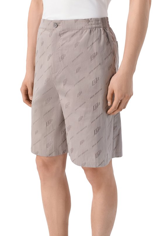 Хлопковые шорты Off-White 0MCB092S26FAB002 Бежевый  0MCB092S26FAB002 Фото 3