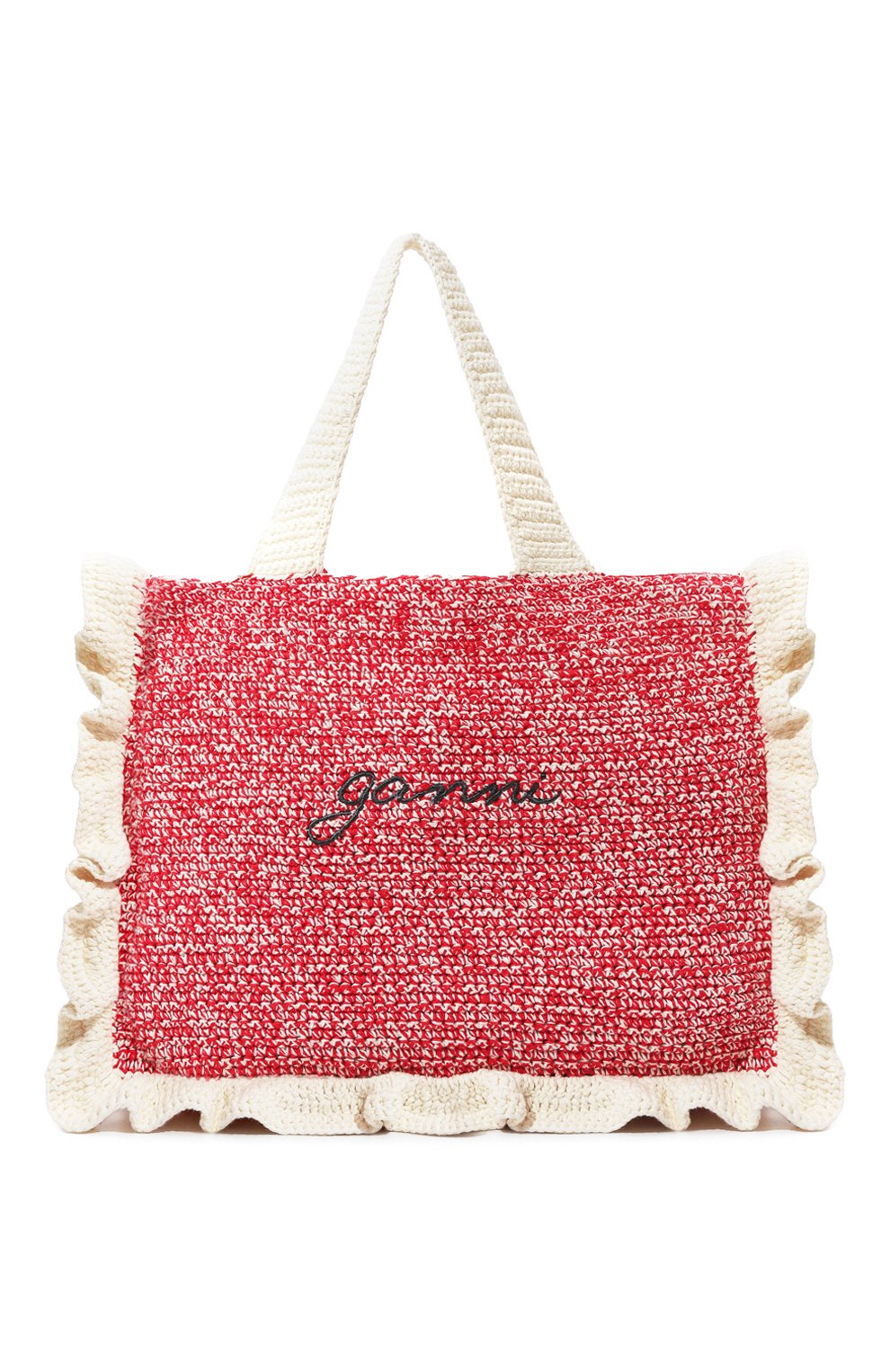 Сумка-тоут GANNI красного цвета по цене 25200 руб., арт. A5813, фото 1 Сумка-тоут GANNI, арт. A5813, фото 1