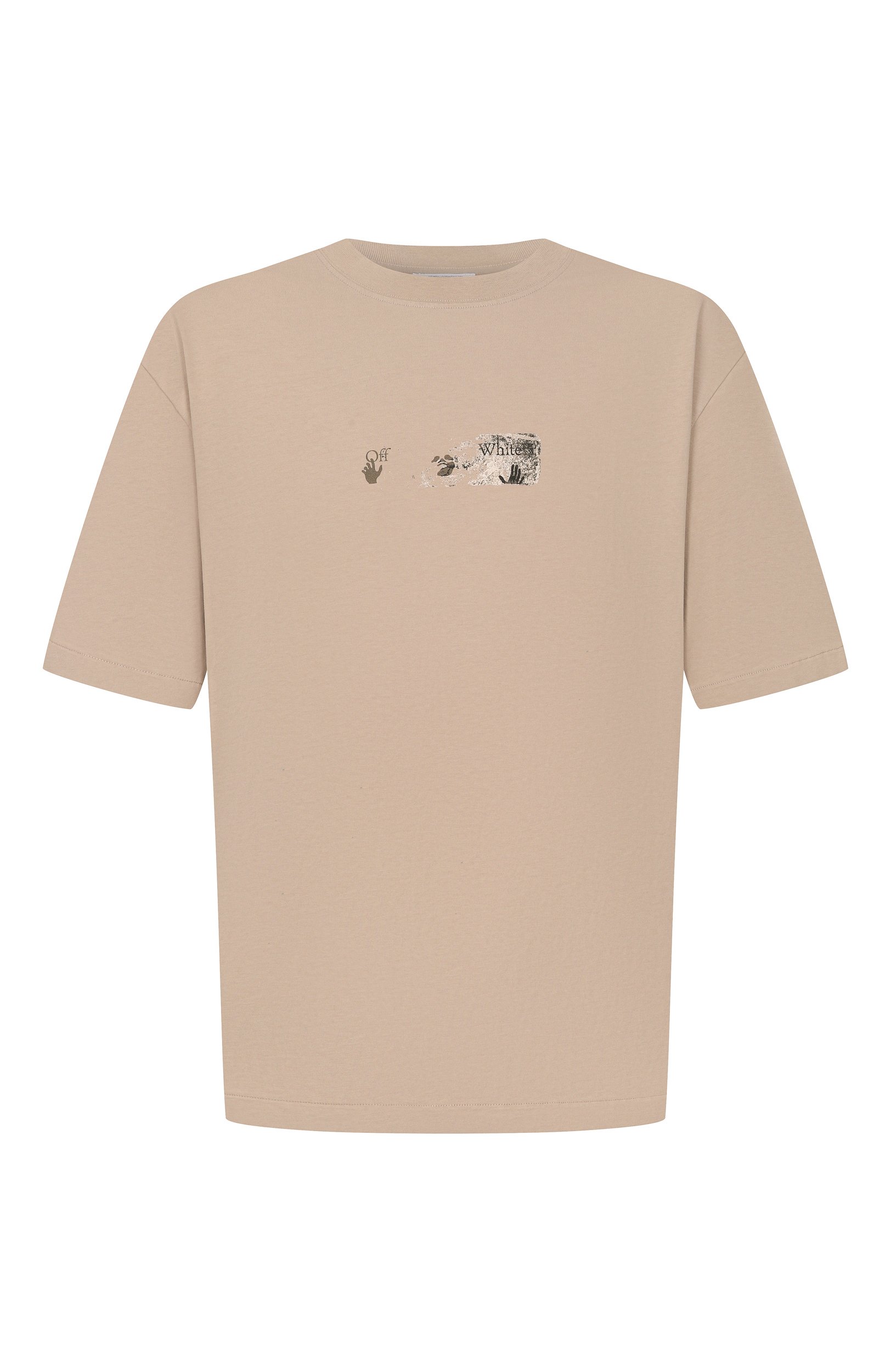 Хлопковая футболка OFF-WHITE бежевого цвета по цене 46850 руб., арт. 0MAA120F26JER00D0, фото 1 Хлопковая футболка OFF-WHITE, арт. 0MAA120F26JER00D0, фото 1
