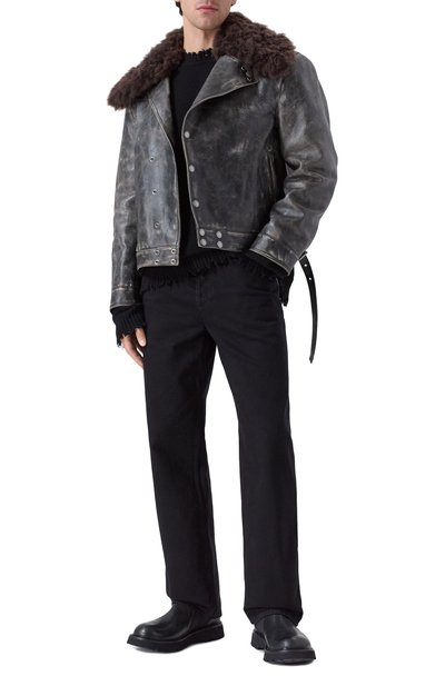 Кожаная куртка с воротником из овчины ANN DEMEULEMEESTER, арт. B0013398/LT169, фото 2